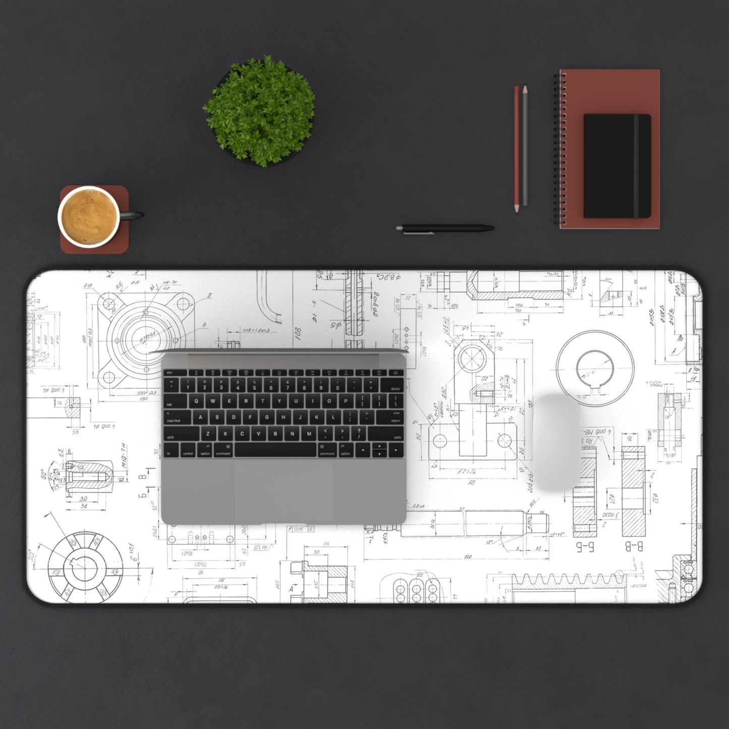 Engineering Blueprint Desk Mat