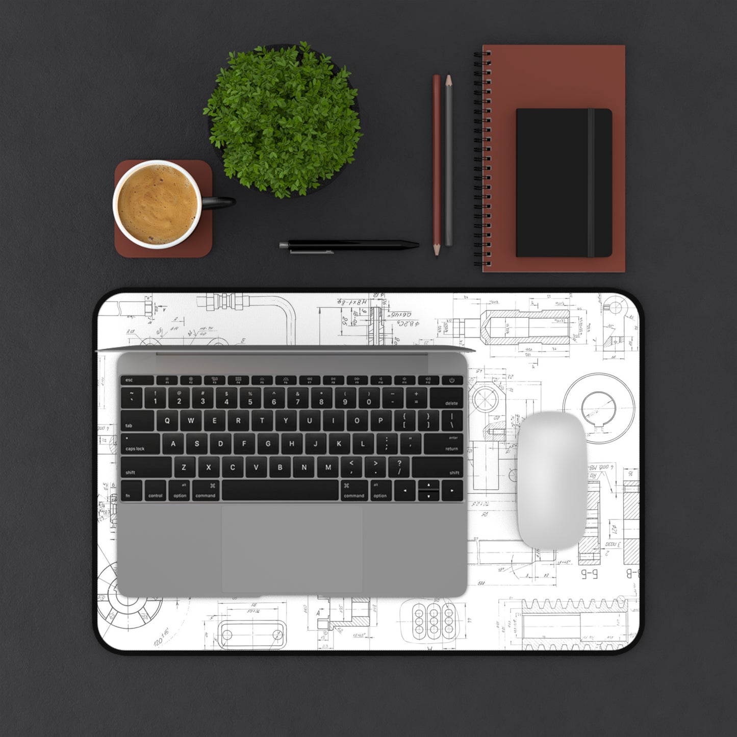 Engineering Blueprint Desk Mat