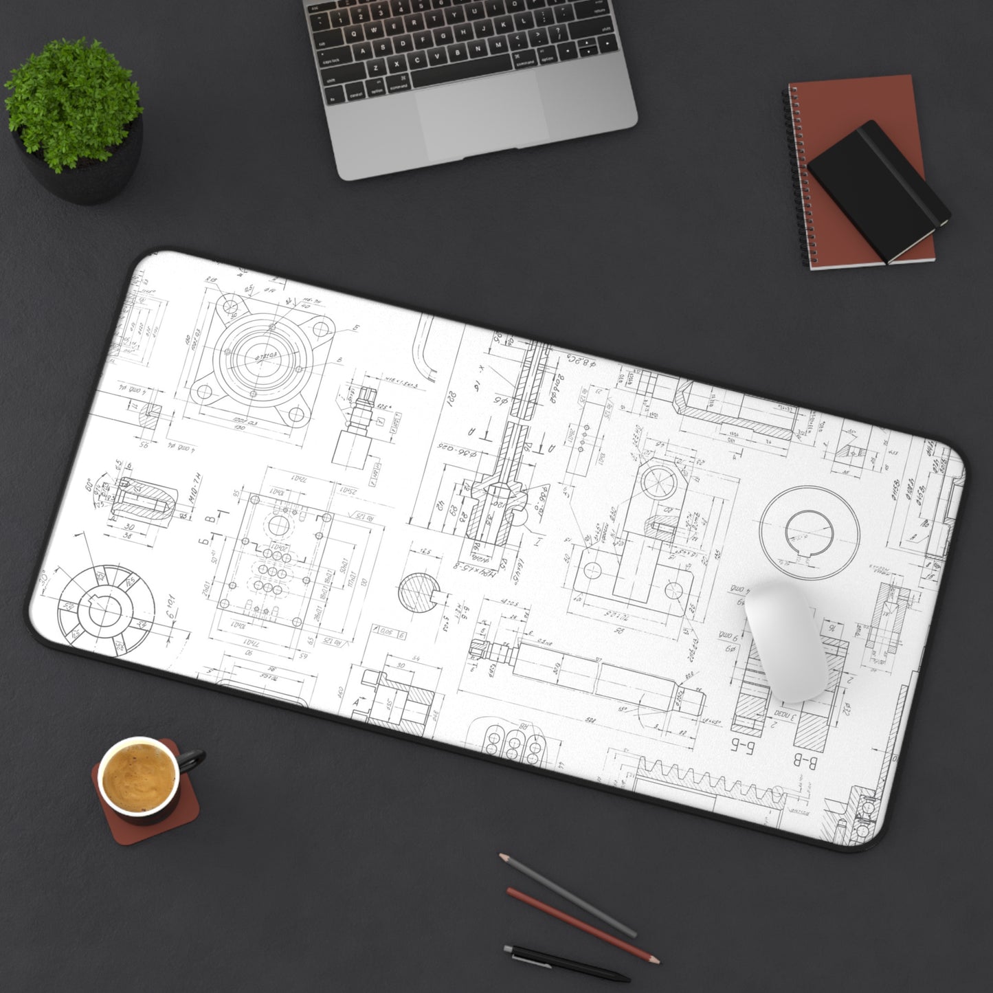 Engineering Blueprint Desk Mat