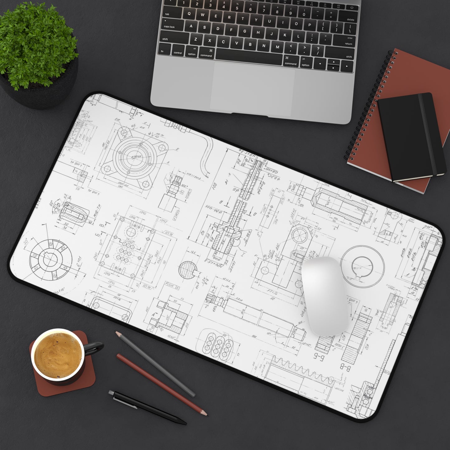 Engineering Blueprint Desk Mat