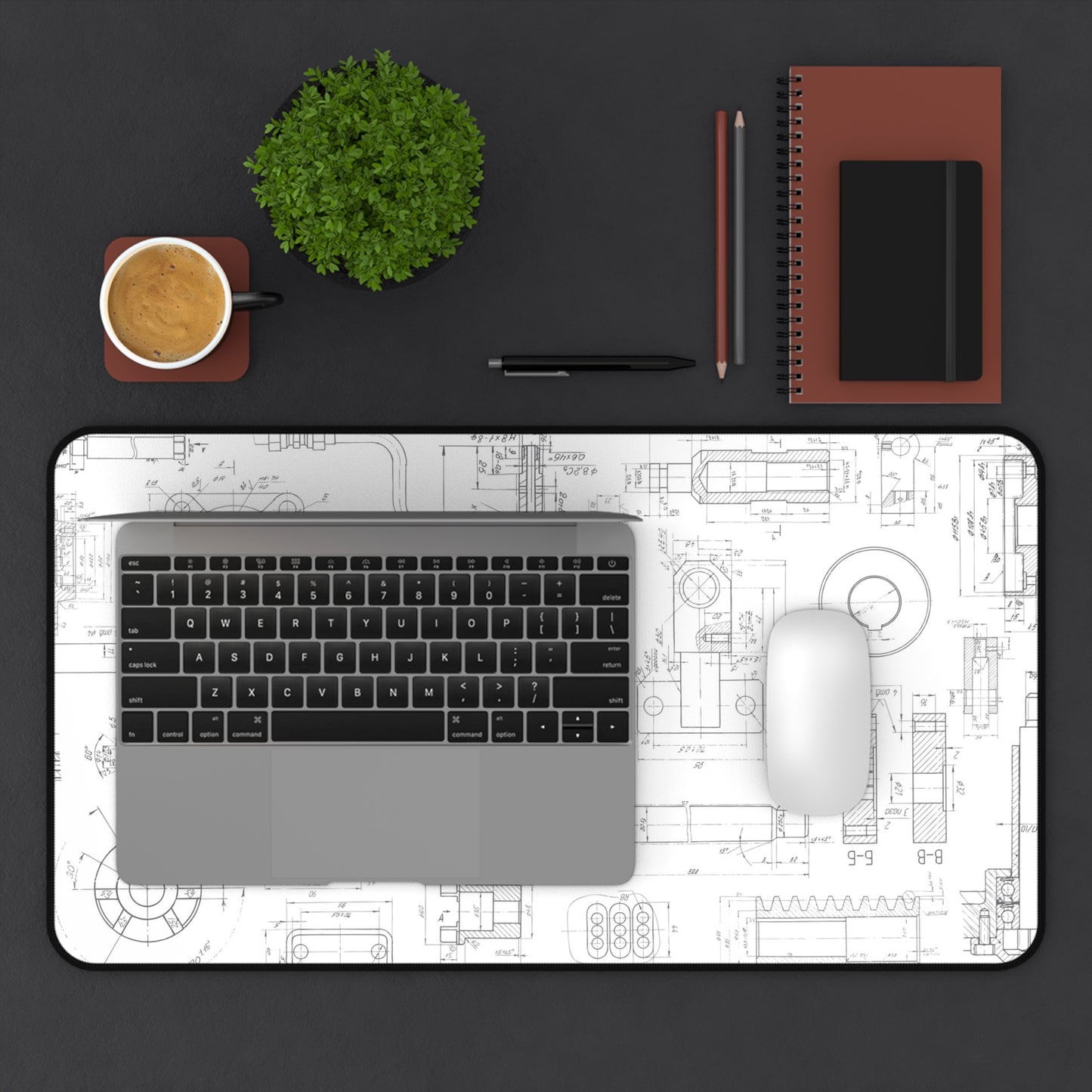 Engineering Blueprint Desk Mat